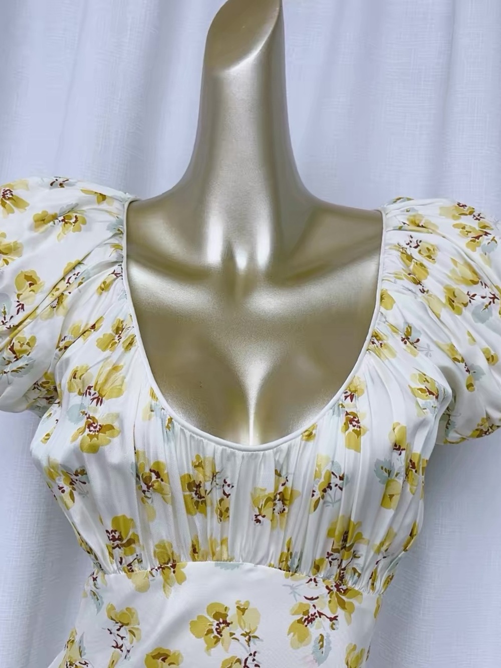 NWOT Doen Floral-print Silk-blend Midi Dress in Yellow, Size XXS/XS/S/M/L - Picture 12 of 16